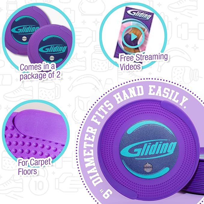 Gliding Discs for Working Out - Exercise Sliders for Carpet & Hardwood Floors 1 Pair, Authentic Workout Sliders Disc for Full Body Resistance Workout, Includes 4 Streaming Video Workouts