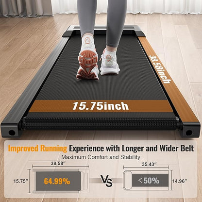 Walking Pad, 2.5HP Under Desk Treadmill for Home Office, 300 Lbs Capacity Portable Treadmills with Remote Control & LED Display, 2 in 1 Running Pad for Walking Jogging and Running