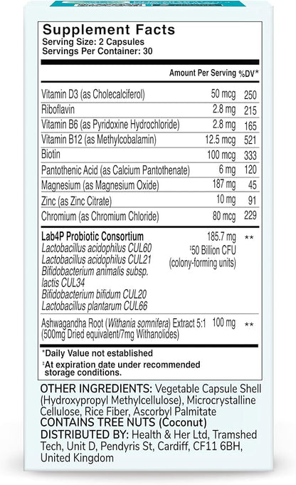 Health & Her Weight Management Probiotics for Women - Perimenopause & Menopause Supplement - Clinically Studied 50bn CFU Probiotics to Support Gut Health, Energy, Mood & Mind, Vegan (60 ct - 1 Month)