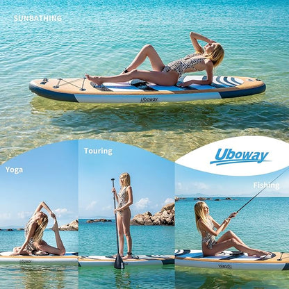 Inflatable Stand Up Paddle Board: Uboway Inflatable Kayak Paddle Board with Premium SUP Accessories, Non-Slip Comfort Deck with Backpack, Bonus Dry Bag & Hand Pump, Sup Board for Yoga Fishing Surf