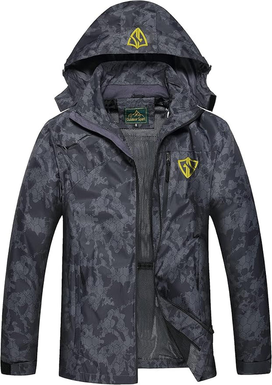 GIISAM Mens Windproof Jacket Waterproof Lightweight Mountain Sport Jacket for Men Hooded Windbreaker Raincoat