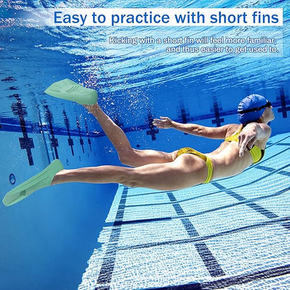 Gintenco Swim Fins, Kids Swim Training Fins for Lap Swimming, Travel Size Flippers with Mesh Bag, Silicone Swimming Fins for Kids Teens Adults Women Men