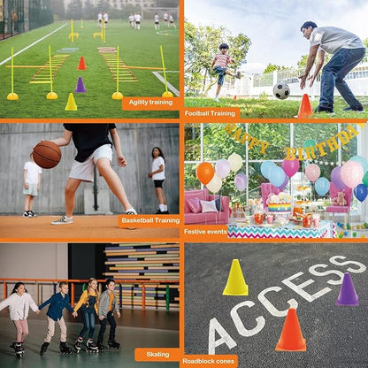 12/24/48Pcs Soccer Cones,7" or 9" Soccer Cones for Training, Multicolor Cones Sports Soccer Training Cones, Field Cones for Skating Basketball Football Drills Practice
