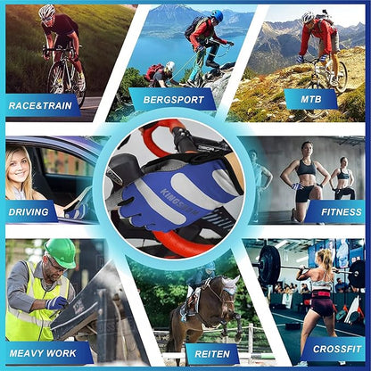 KINGSBOM Breathable Cycling Gloves, Shock-Absorbing Bike Gloves with Light Silicone Gel Pad, Anti-Slip Bicycle Gloves for Men and Women