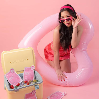 ESW Beauty Strawberry Coco Rosé Soothing Face Mask - Hydrating, Calming, Vegan Face Mask with Coconut Water, Green Tea, & Strawberry Extract for Sensitive Skin