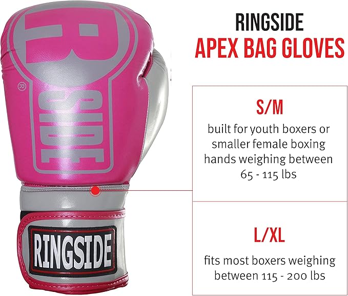 Ringside Apex Bag Gloves, IMF-Tech Boxing Gloves with Secure Wrist Support, Synthetic Boxing Gloves for Men and Women