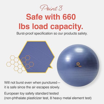 Exercise Ball for Balance Stability Fitness Workout Yoga Pilates at Home Office & Gym Birthing Ball for Pregnancy, Office Ball Chair