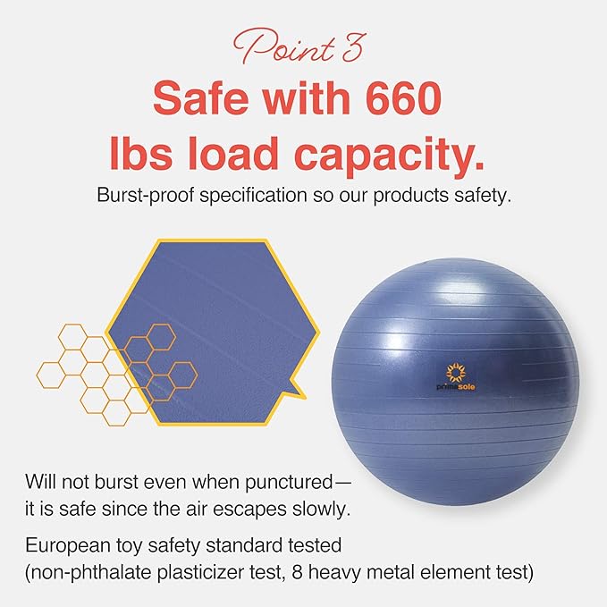 Exercise Ball for Balance Stability Fitness Workout Yoga Pilates at Home Office & Gym Birthing Ball for Pregnancy, Office Ball Chair