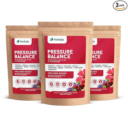 Herbaly Heart Functional Tea - 9 Superherbs - Natural, Organic, Non-GMO, Caffeine-Free, Sugar Free - 3 Pack, 90 Pyramid Tea Bags