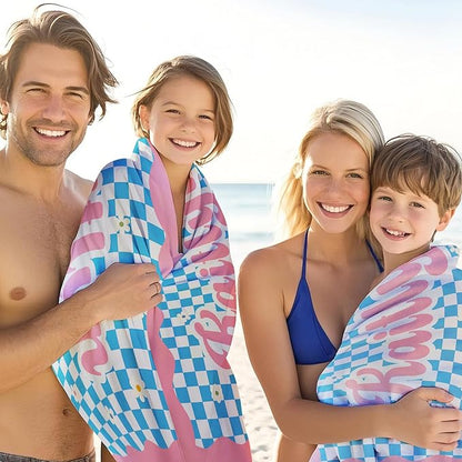 JML Personalized Beach Towel with Name, Custom Flower Beach Towel, Customized Microfiber Pool Towel, Quick Dry & Absorbent Swim Towel for Adult,Mother's Day, Birthday, Summer Holiday,Vacation