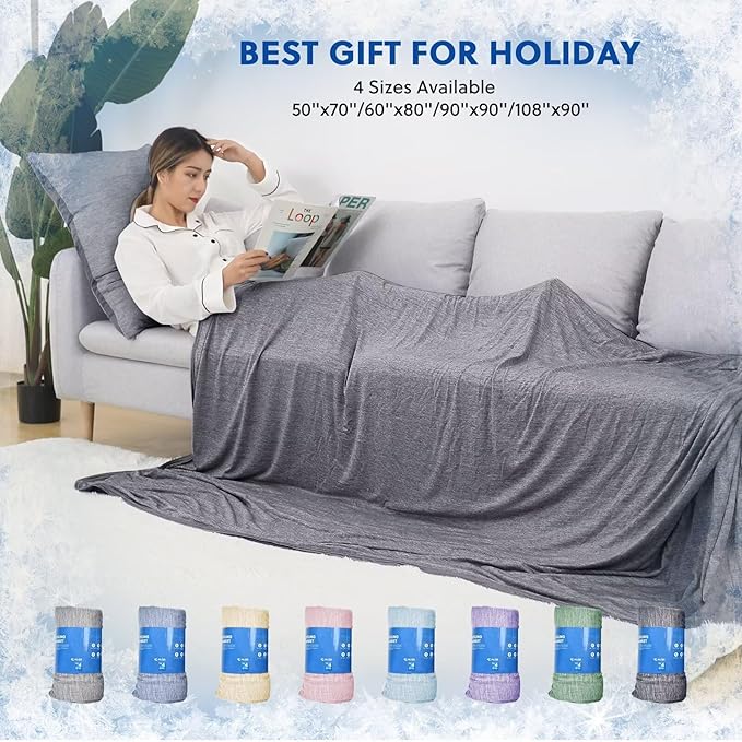 HOMFINE Cooling Blankets for Hot Sleepers - Summer Blanket Thin Lightweight Breathable Soft Double Side Enhanced Cooling for Bed Couch Sofa, Keep Cool for Night Sweats (Black, 108 x 90 inches)