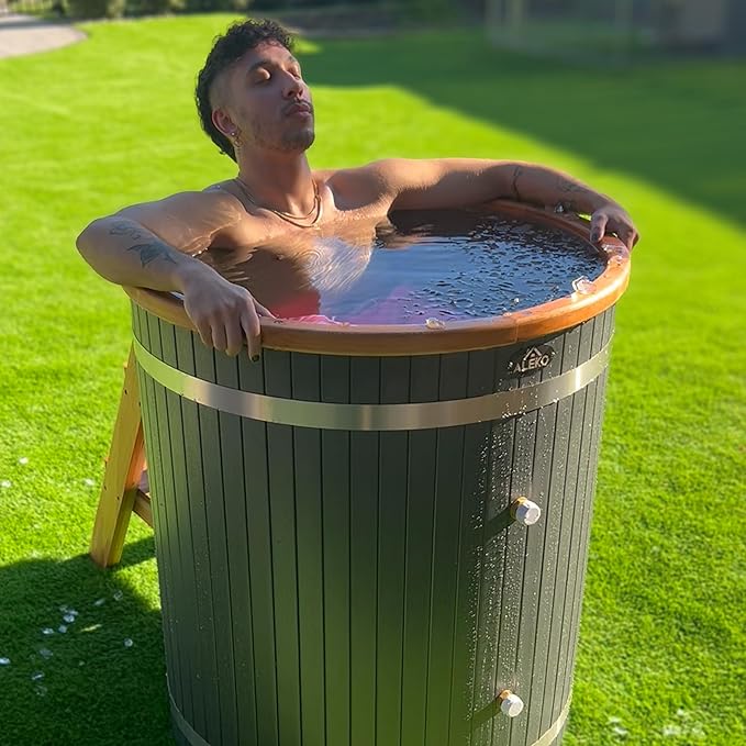 Ice Bath Tub | Cold-Plunge Therapy | Cold Plunge Tub | Up-Right Ice Bath | 118 Gallon Water Capacity | Steps & Cover Included | 37.5” x 33.25”