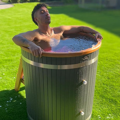 Ice Bath Tub | Cold-Plunge Therapy | Cold Plunge Tub | Up-Right Ice Bath | 118 Gallon Water Capacity | Steps & Cover Included | 37.5” x 33.25”