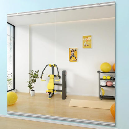 Hasipu Home Gym Mirror 79" L x 36" W - 2PCS Large Full Body Mirror for Yoga, Wall-Mounted Mirrors for Fitness, Garage, Dance Studio, 0.16in Tempered Glass Frameless