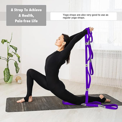 Stretching Strap Yoga Strap with 10 Loops, Non-Elastic Stretch Band for Physical Therapy, Flexibility, Exercise, Pilates, Dance & Gymnastics Workout