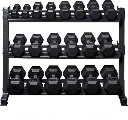 REP Fitness Rubber Hex Dumbbell Set, Adjustable Weight Pairs, Home Gym Equipment, Strength Training For Men Women, Black Coated Grips, Workout Rack Storage Optional, Heavy Lb Free Weights