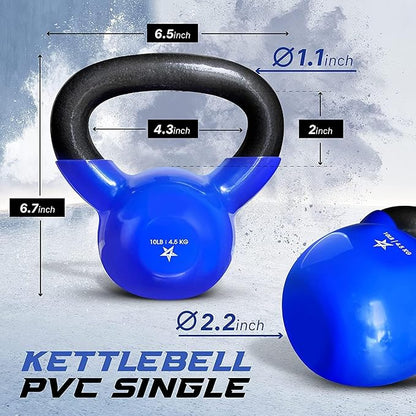 Yes4All 5-100 LB Kettlebells Vinyl Coated Cast Iron for Dumbbell Weights Exercises, Gym, Fitness, Full Body Workout Equipment Push up, Grip and Strength Training