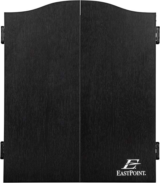 EastPoint Sports Tournament Bristle Dartboard and Easy Hang Cabinet with Electronic Scoreboard and 6 Steel Tip Darts