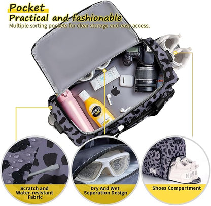 FIORETTO Women's Gym Duffle Bag with Shoes Compartment, 37L Capacity, Ideal for Travel, Gym, Sports, Duffel, Weekender