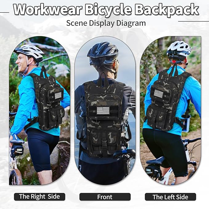 Hydration Backpack, Tactical Molle Water with 2L TPU Water Bladder, for Men Women Lightweight Water Backpack, Hydration Pack for Hiking, Biking, Climbing and Hunting