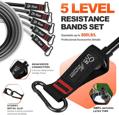 HPYGN Resistance Bands, Exercise Bands with Handles, Fitness Bands, Workout Bands with Door Anchor and Ankle Straps, for Heavy Resistance Training, Physical Therapy, Shape Body, Yoga, Home Workout Set