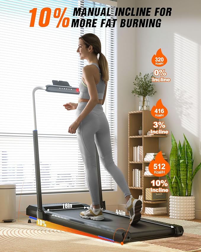 WELLFIT Treadmill for Home, 2 Level Incline Heavyduty Treadmill with Pulse Sensor, 4.0 HP, 1.0-10.0 MPH, 450/360 lbs Capacity, Large Running Area Treadmills with Bluetooth Player & LED Display