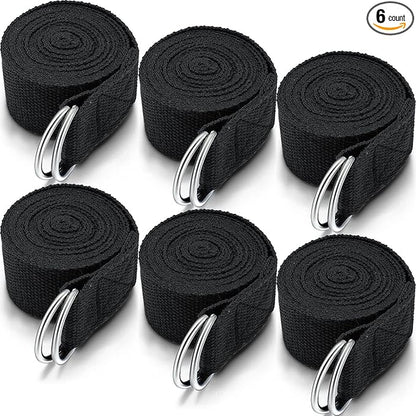 6 Pcs Yoga Strap for Stretching 8 Ft Yoga Exercise Adjustable Straps Bands with Safe Adjustable D Ring Buckle for Pilates Gym Workouts Fitness Improves Sitting Posture