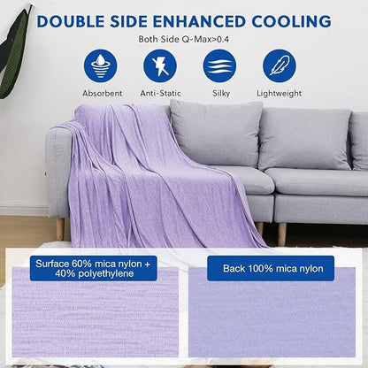 HOMFINE Cooling Blankets for Hot Sleepers - Summer Blanket Thin Lightweight Breathable Soft Double Side Enhanced Cooling for Bed Couch Sofa, Keep Cool for Night Sweats (Purple, 50 x 70 inches)