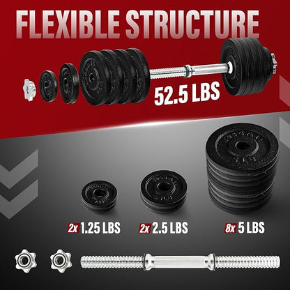 Yes4All Old School Adjustable Dumbbell Set with Weight Plates, Star Lock Collars/Connector, 40lbs to 200lbs Adjustable Weight Plates Set