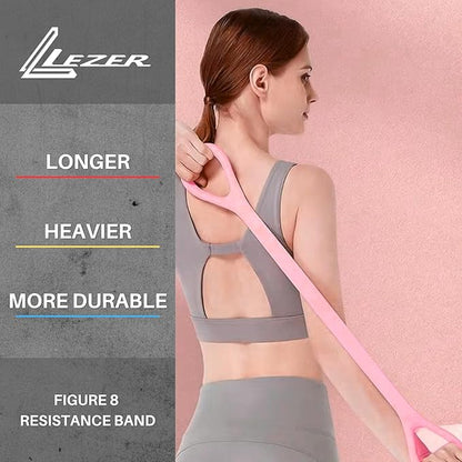 LEZER Figure 8 Resistance Band, Fitness Elastic Rope, Execrise Workout for Arm, Back, Chest and Shoulder, Yoga, Pilates, Stretching, Physical Therapy Equipment