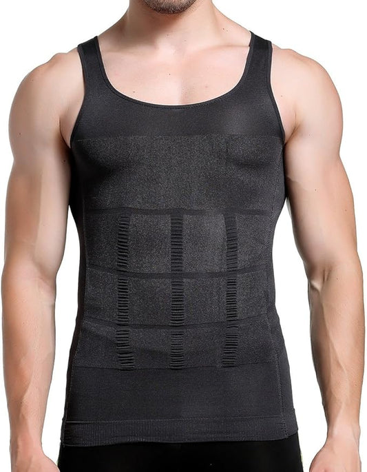 GKVK Mens Slimming Body Shaper Vest Shirt Abs Abdomen Slim