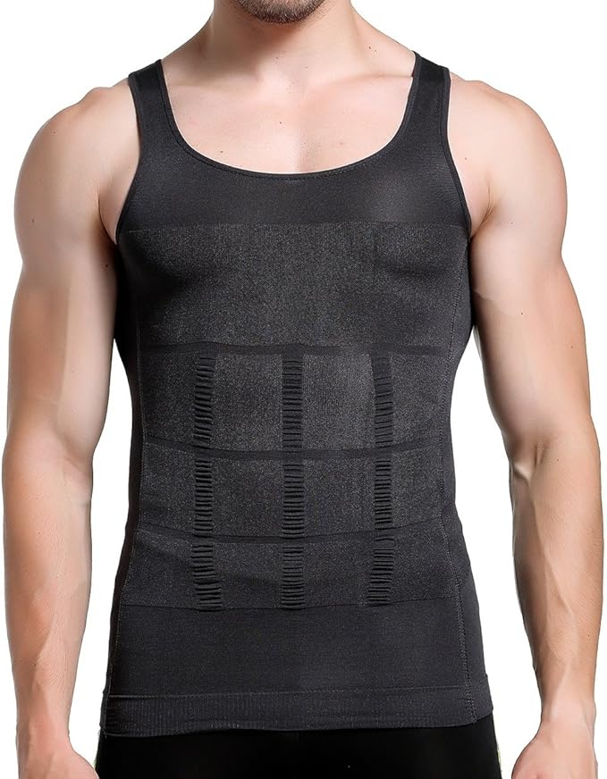 GKVK Mens Slimming Body Shaper Vest Shirt Abs Abdomen Slim