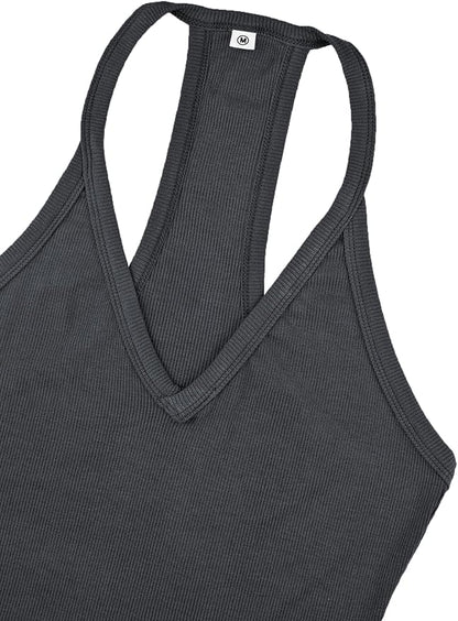 iGENJUN Workout Tops for Women Racerback Basic Tank Summer 2025 Camisole V Neck Slim Fit Ribbed Sleeveless