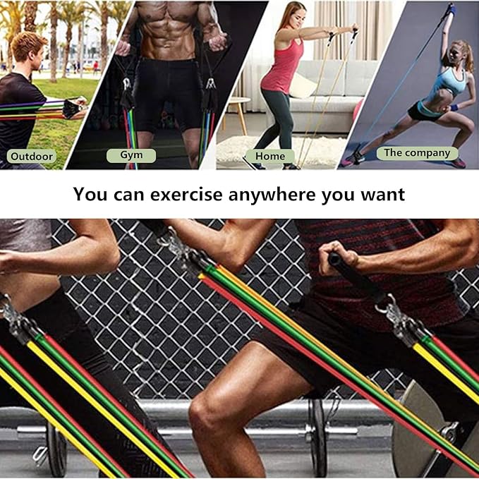 15Pcs Pilates Bar Kit with 180Pounds Resistance Band