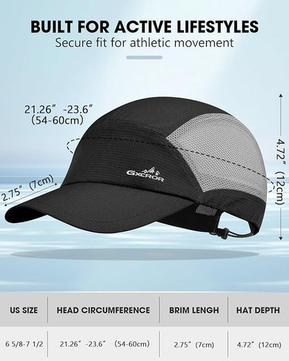 GXCROR Performance Baseball Cap for Men & Women - UPF 50+ Running Hat, Lightweight Quick-Dry Sports Hat for Golf, Hiking, Gym