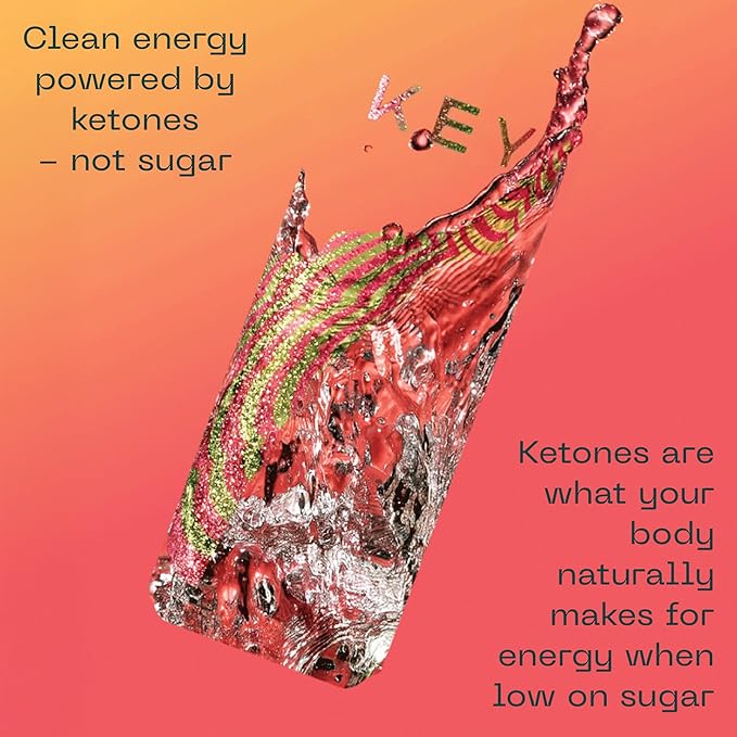 KEY Ketone Energy Drink : Sugar Free, 80mg Low Caffeine, All Natural, 11.5g Ketones, Long Lasting Energy, Green Tea & L-Theanine for Mental Focus, Pineapple Passionfruit (Pack of 12)