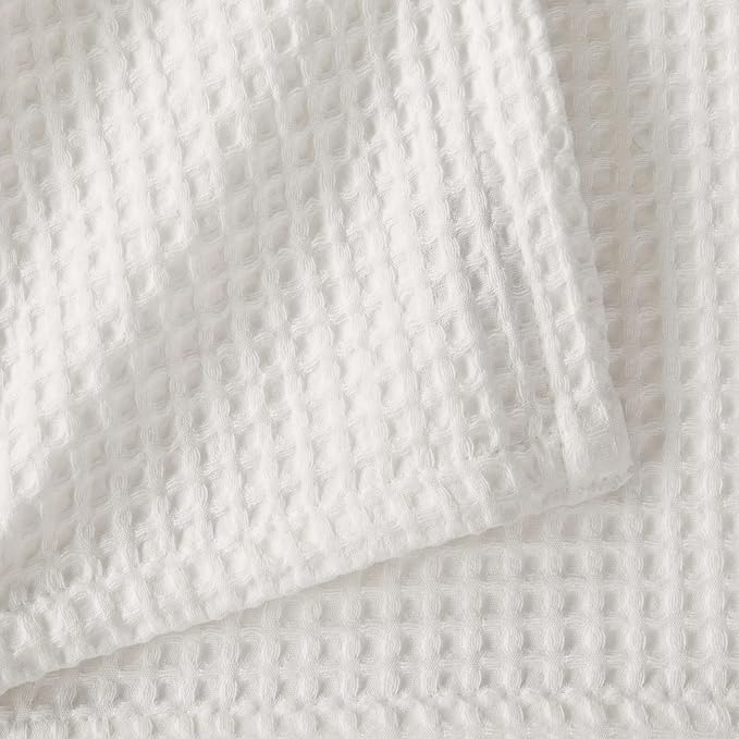 100% Cotton Waffle Weave Queen Bed Blanket | Soft, Breathable, and Lightweight Blanket for All-Seasons | Perfect for Layering | Brielle Collection (King, Ivory)