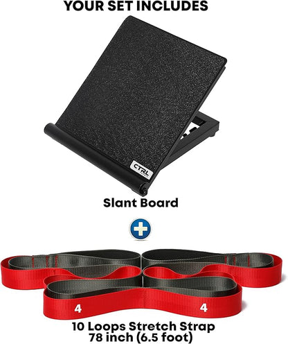 Stretching Strap with Loops - Non Elastic Stretch Band for Physical Therapy, Yoga Strap for Stretching Equipment, Stretch Bands for Exercise and Flexibility - Fascia, Hamstring & Leg Stretcher Belt