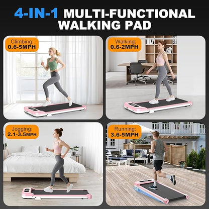 Incline Walking Pad with Handle Bar, Folding Treadmill Foldable Portable Under Desk for Home Office, Ultra Quiet <45dB, Safety Lock, 300+ LB Capacity