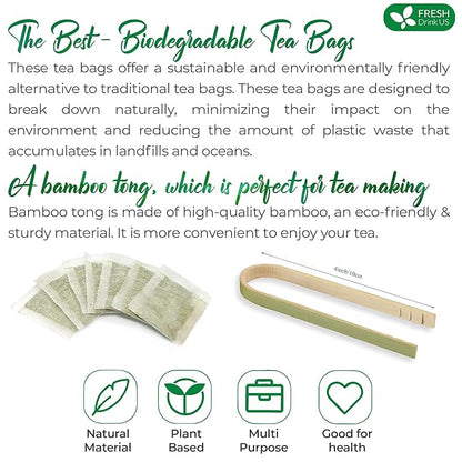 FreshDrinkUS, Premium 30 Lotus Leaf Tea Bags, 100% Natural & Pure from Lotus Leaves. Loose Leaf Lotus Herbal Tea. Made with Eco-Conscious Tea Bags. No Sugar, No Caffeine, No Gluten, Vegan.