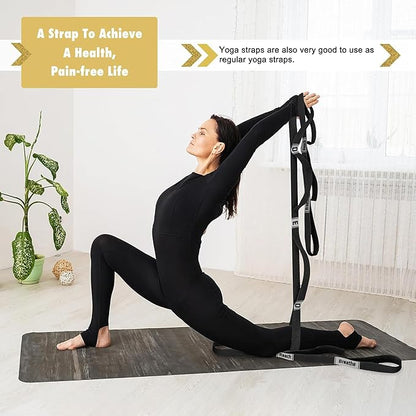 Stretching Strap Yoga Strap with 10 Loops, Non-Elastic Stretch Band for Physical Therapy, Flexibility, Exercise, Pilates, Dance & Gymnastics Workout