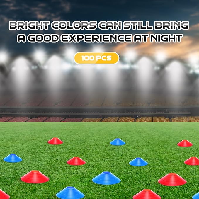 100 Pcs Soccer Training Cones Kit Field Pro