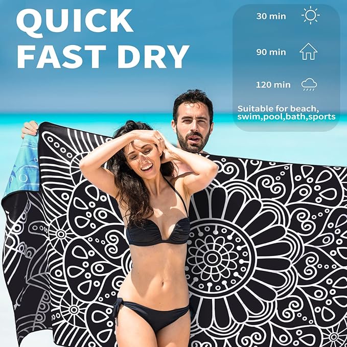 2 Pack Lightweight Thin Beach Towel Oversized 71"x32"