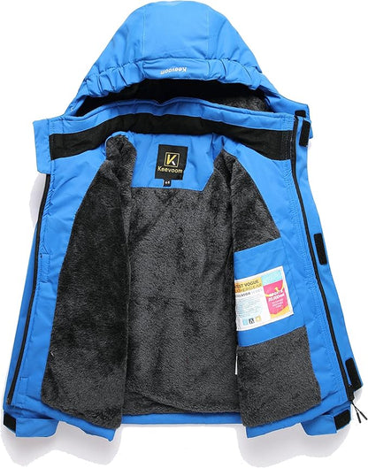Keevoom Boys Winter Coat Ski Jacket Windproof Kids Snowboard Warm Fleece Snow Coat Waterproof Outdoor Hooded Ski Coats