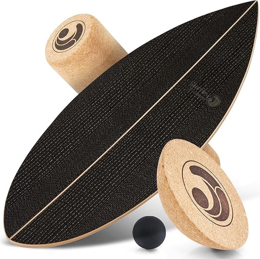 Board - unique board incl. corc roller, corc hemisphere and balance ball - surf balance board - balance training - balance board kids - balance board wood