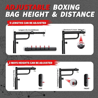 Heavy Bag Hanger Wall Mount Punching Boxing Bag Bracket -Round Tube,Heavy Duty Adjustable Length & Height for Boxing, Taekwondo, Muay Thai Bags,for Home Gym Installation