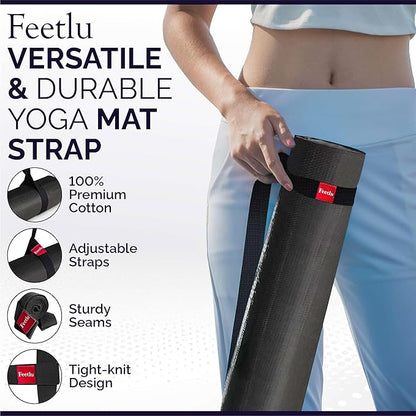 Yoga Mat Straps 2 in 1 - Cotton - Adjustable anti-slip straps for yoga, pilates, stretching, for carrying mats