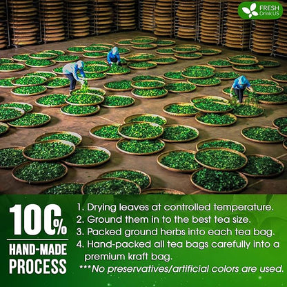 FreshDrinkUS, Premium 30 Ginkgo Biloba Leaf Tea Bags, 100% Natural & Pure from Ginkgo Biloba Leaves. Loose Leaf Herbal Tea. Made with Eco-Conscious Tea Bags. No Sugar, No Caffeine, No Gluten, Vegan.