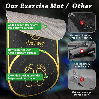 Jump Rope Mat 63"x27" Exercise Fitness, Non-Slip Indoor Outdoor Crossrope Mat, 6mm Thick High-Density Workout Jumping Pad for Home Gym Flooring and Concrete