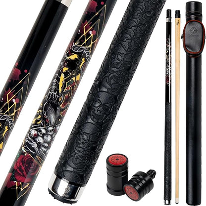 Collapsar CBP Pool Stick with 1X1 Hard Case,13mm Tip with Low Deflection Technology Billiard Cue,58" 2-Pieces 19-21 oz Professional Pool Cue Set